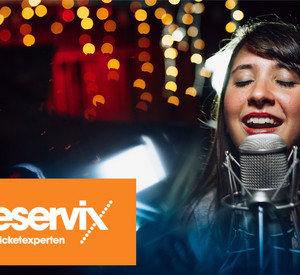 Foto der Sängerin Miriam Ast mit eingebundenem Logo des Ticketportals "reservix"