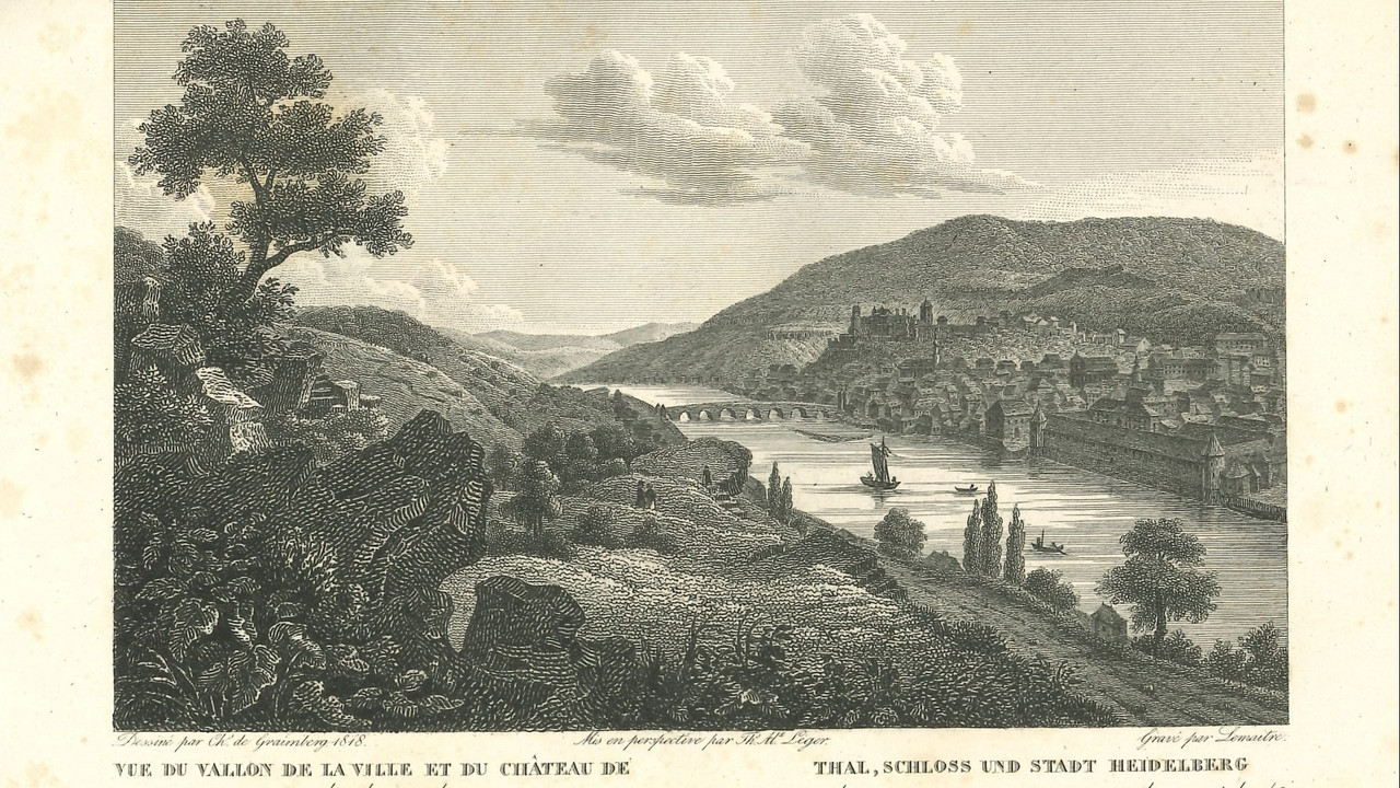 Abbildung von 1860 mit Blick auf Heidelberg