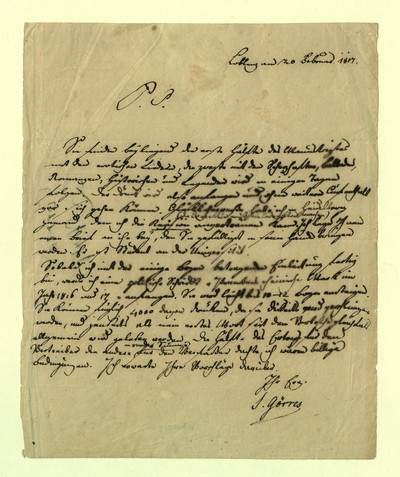 Eigenhänidig geschriebener Brief von Görres