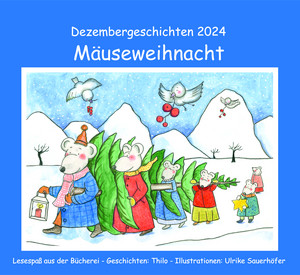 Zeichnung; Mäuse trägen einen Weihnachtsbaum