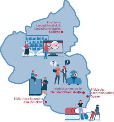 Karte Rheinland-Pfalz und eingezeichnete Standorte des LBZ